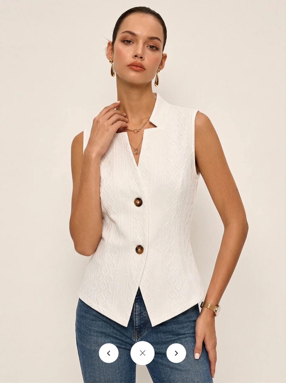 NWT Commense Textured Stand Collar Button Front Vest Sz S